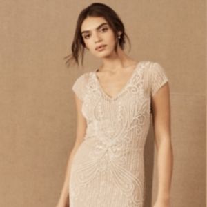 Bhldn Sanders Anthropologie beaded almond dress size 2